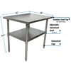Bk Resources Work Table 16/304 Stainless Steel With Galvanized Undershelf 36"Wx30"D CTT-3630